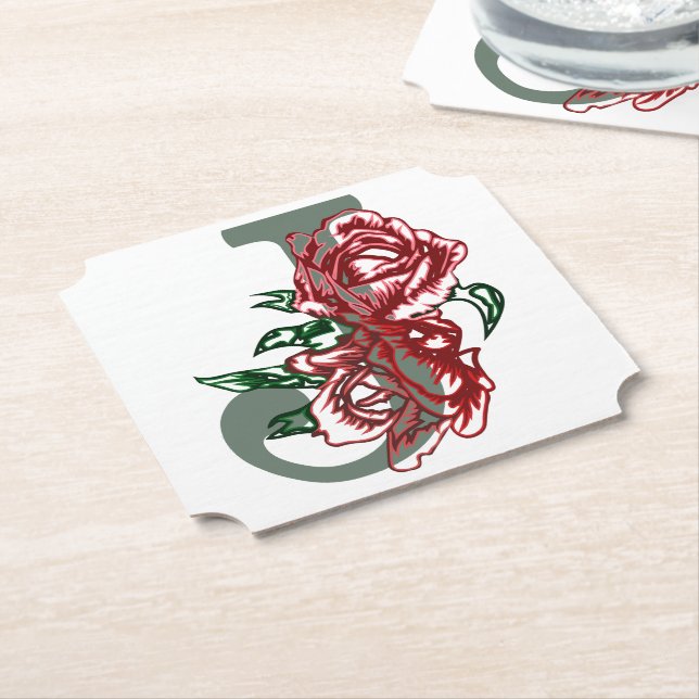 Capital brev J blommigt monogram Underlägg Papper (Vinklad)