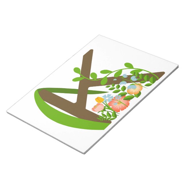 Capital brev K blommigt monogram Anteckningsblock (Vinklad)