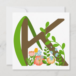 Capital brev K blommigt monogram Julkort