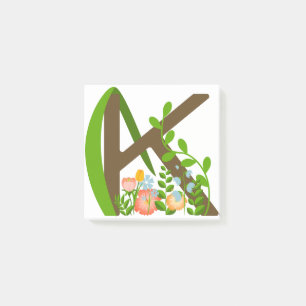 Capital brev K blommigt monogram Post-it Block