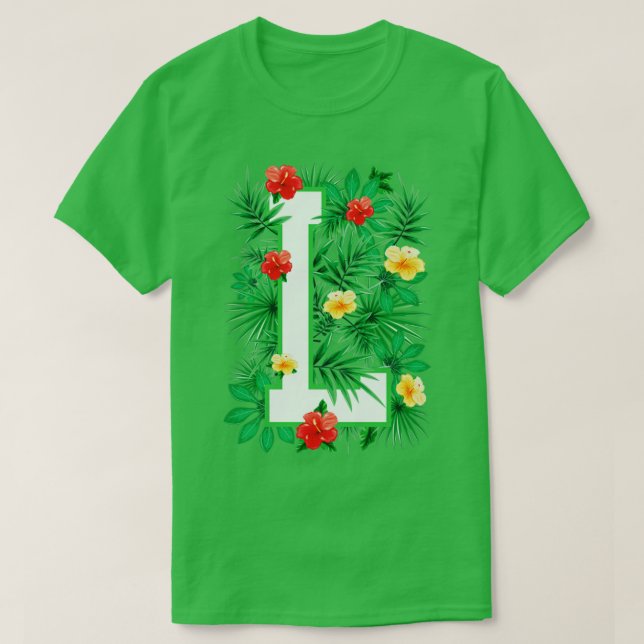 Capital Brev L Alphabet Monogram Initial Flower T Shirt (Design framsida)