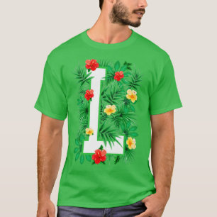 Capital Brev L Alphabet Monogram Initial Flower T Shirt