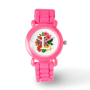 Capital brev L blommigt monogram Armbandsur