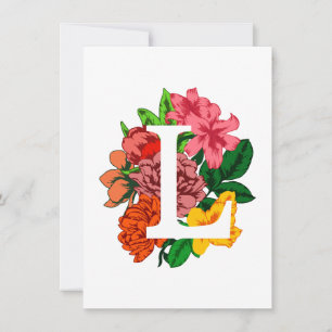Capital brev L blommigt monogram Inbjudningar