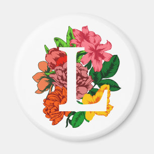 Capital brev L blommigt monogram Magnet
