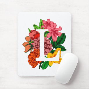 Capital brev L blommigt monogram Musmatta