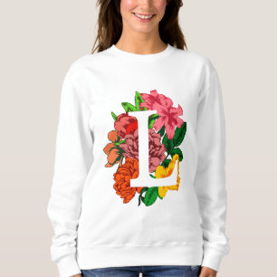 Capital brev L blommigt monogram T Shirt