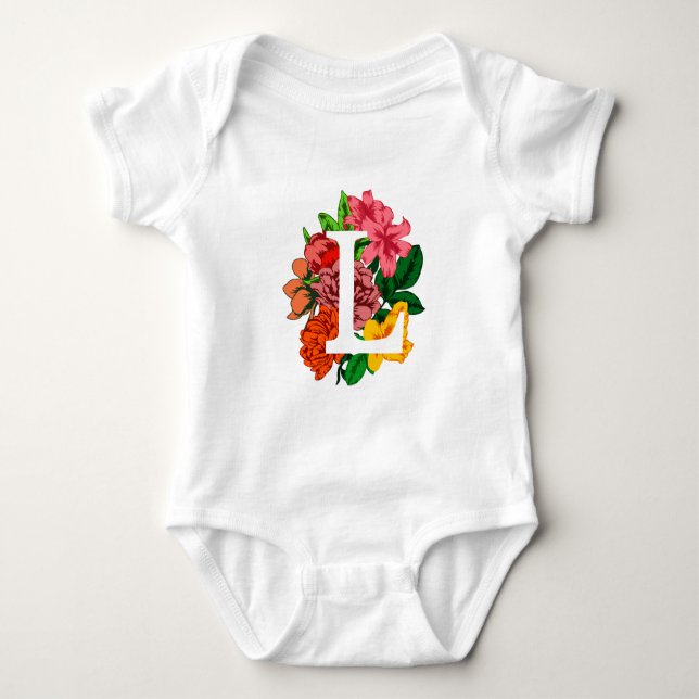 Capital brev L blommigt monogram T Shirt (Framsida)