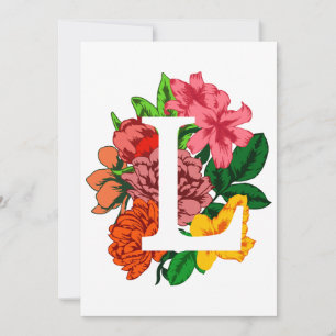 Capital brev L blommigt monogram Tack Kort