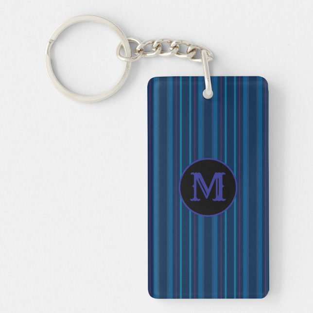 Capital Initial Navy Blue Stripes Keychain (Framsidan)