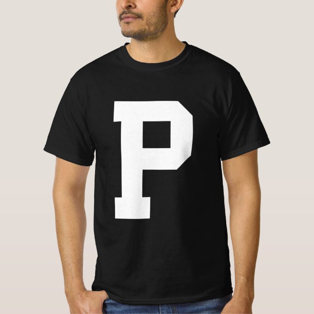 Capital P Alphabet Brev T Shirt (Framsida)