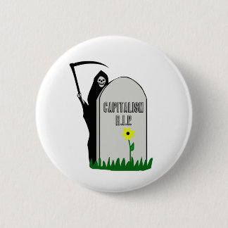 Capitalism R.I.P. Gravestone med Grim Reaper Knapp