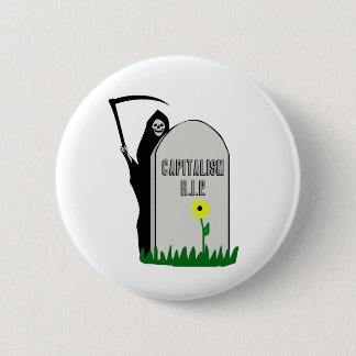 Capitalism R.I.P. Gravestone med Grim Reaper Knapp