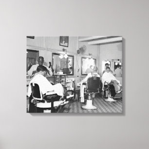 Capitol Barber Shop, 1938. Gammalt foto Canvastryck