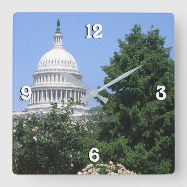 Capitol Building från Bartholdi Park Fyrkantig Klocka (Framsida)