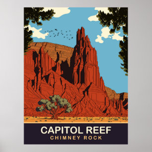Capitol Reef, Chimney Rock, Resa Poster