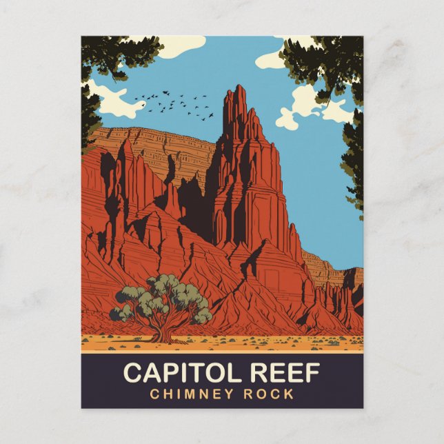 Capitol Reef, Chimney Rock, Resa Vykort (Framsida)
