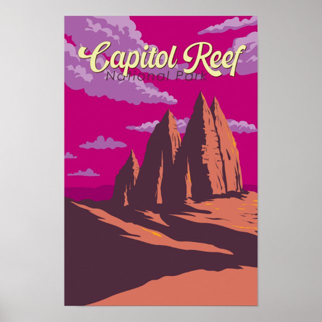 Capitol Reef National Park Illustration Resa Konst Poster (Framsidan)