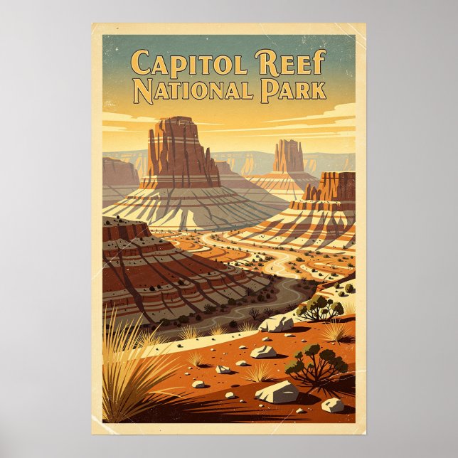 Capitol Reef National Park Retro Poster (Framsidan)