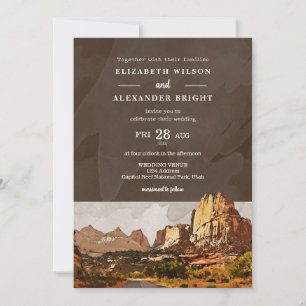 Capitol Reef NP Utah Öken Akvarell Bröllop Inbjudningar
