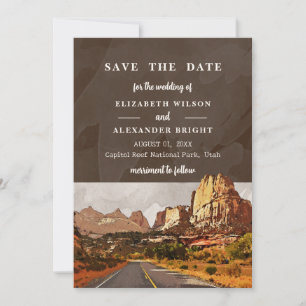 Capitol Reef NP Utah Öken Akvarell Bröllop Inbjudningar