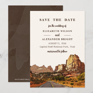 Capitol Reef NP Utah Öken Akvarell Bröllop Inbjudningar
