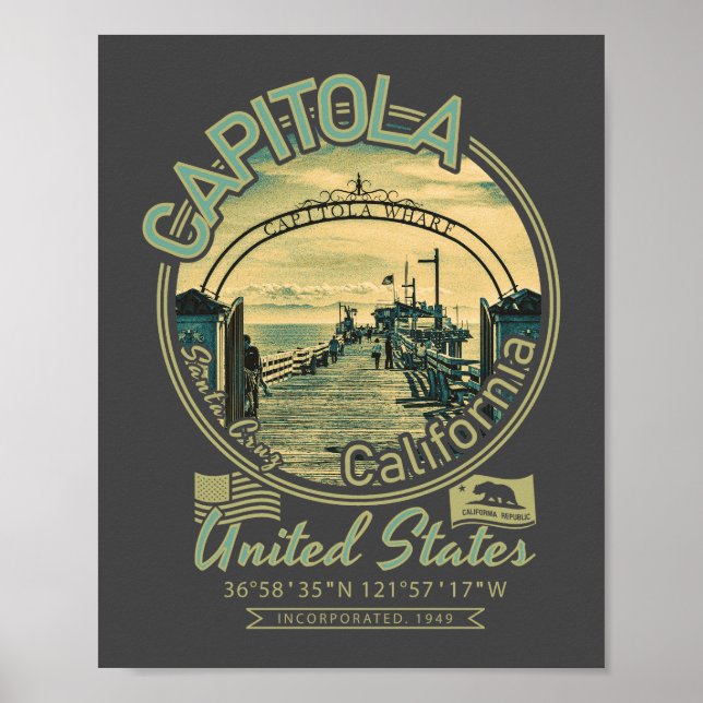 CAPITOLA SANTA CRUZ CALIFORNIA - CAPITOLA WHARF POSTER (Framsidan)