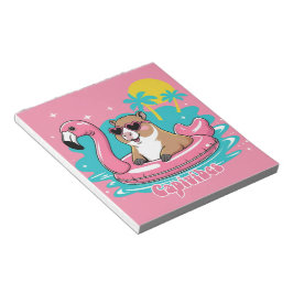 Capivara Estilosa no Verão com Boia Rosa Anteckningsblock