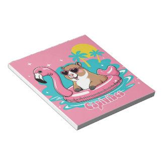 Capivara Estilosa no Verão com Boia Rosa Anteckningsblock