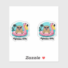 Capivara Estilosa no Verão com Boia Rosa Klistermärken