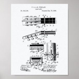 Capo Tasto 1893 Patent Art White Papper Poster