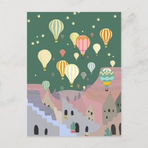 Cappadocia Night Art   Luftballong Turkiet Vykort