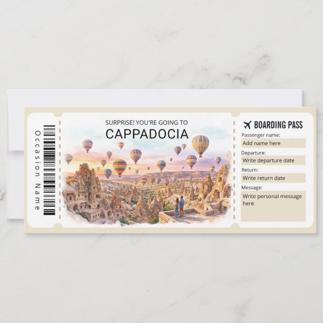 Cappadocia Trip Boarding Pass Ticket Inbjudningar (Framsida)