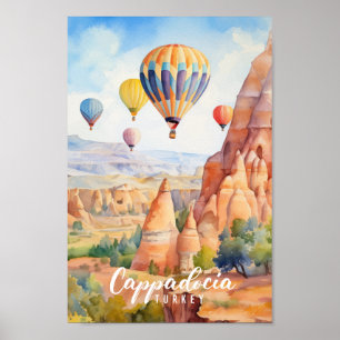 Cappadocia Turkey Berömd Travel Ställe Poster