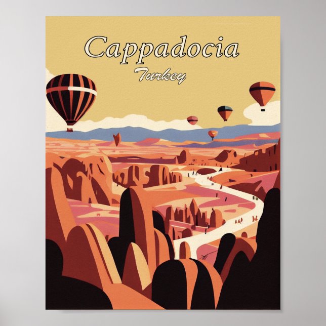 Cappadocia Turkey Minimalist Vintage Art Poster (Framsidan)