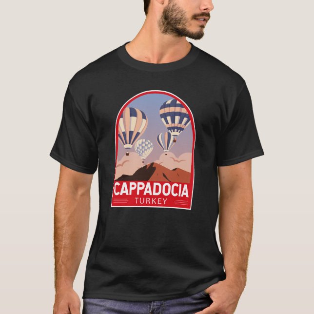 Cappadocia Turkey Retro Travel Art Vintage T Shirt (Framsida)