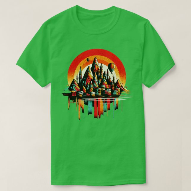 Cappadocia Turkey Vibrant Retro Circle Design T Shirt (Design framsida)