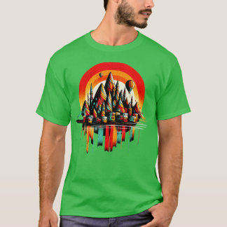 Cappadocia Turkey Vibrant Retro Circle Design T Shirt