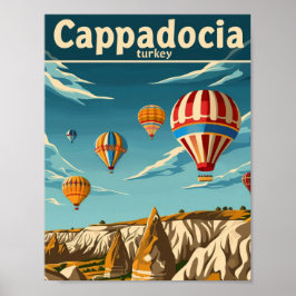 Cappadocia Turkey Vintage Berömd Travel Ställe Poster