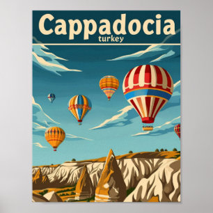 Cappadocia Turkey Vintage Berömd Travel Ställe Poster