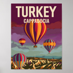 Cappadocia Turkey Vintage Berömd Travel Ställe Poster