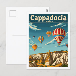 Cappadocia Turkey Vintage Berömd Travel Ställe Vykort