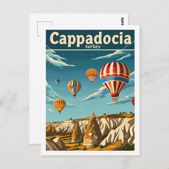 Cappadocia Turkey Vintage Berömd Travel Ställe Vykort (Fram/baksida)