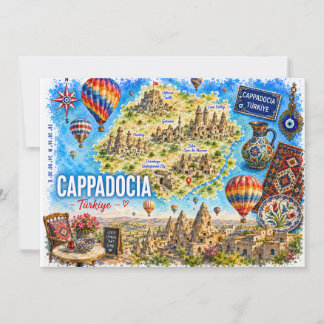 Cappadocia Turkiet Akvarell Reseskort Inbjudningar