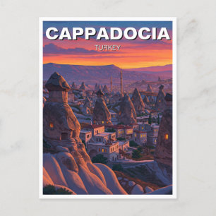 Cappadocia Turkiet Luftballongs sunset Travel Vykort