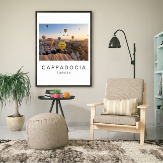 Cappadocia Turkiet Varmt Luftballong Resa Foto Poster