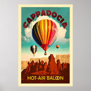 Cappadocia Varm Luft Ballong Turkiet Asien Världen Poster