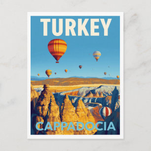 Cappadocia Varm luft Ballonger Retro Vykort