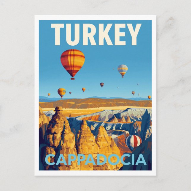 Cappadocia Varm luft Ballonger Retro Vykort (Framsida)