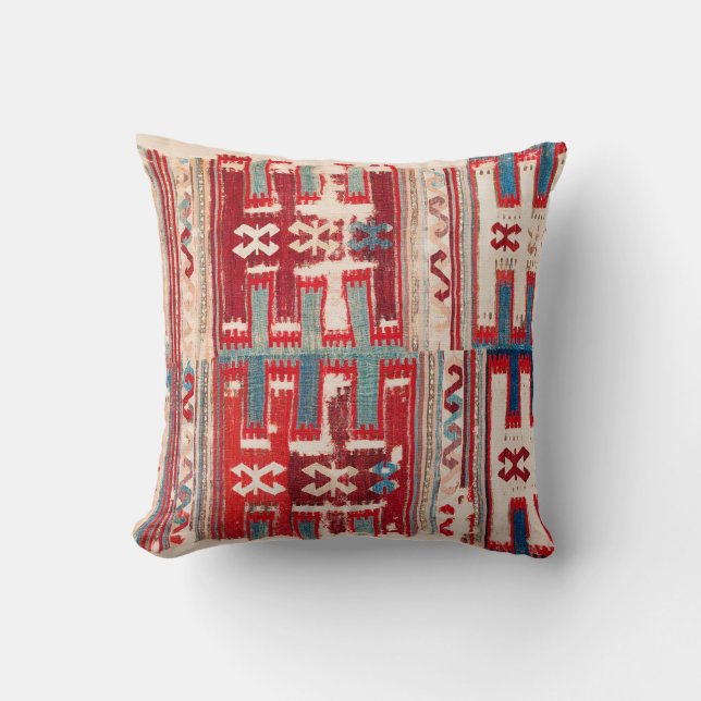 Cappadocian 1800-talet Anatolian Kilim Skriv ut Kudde (Framsida)